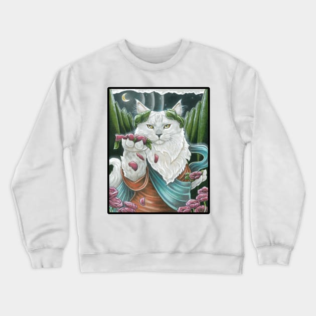 Flowers By Moonlight - Greek God Adonis - Black Outlined Version Crewneck Sweatshirt by Nat Ewert Art